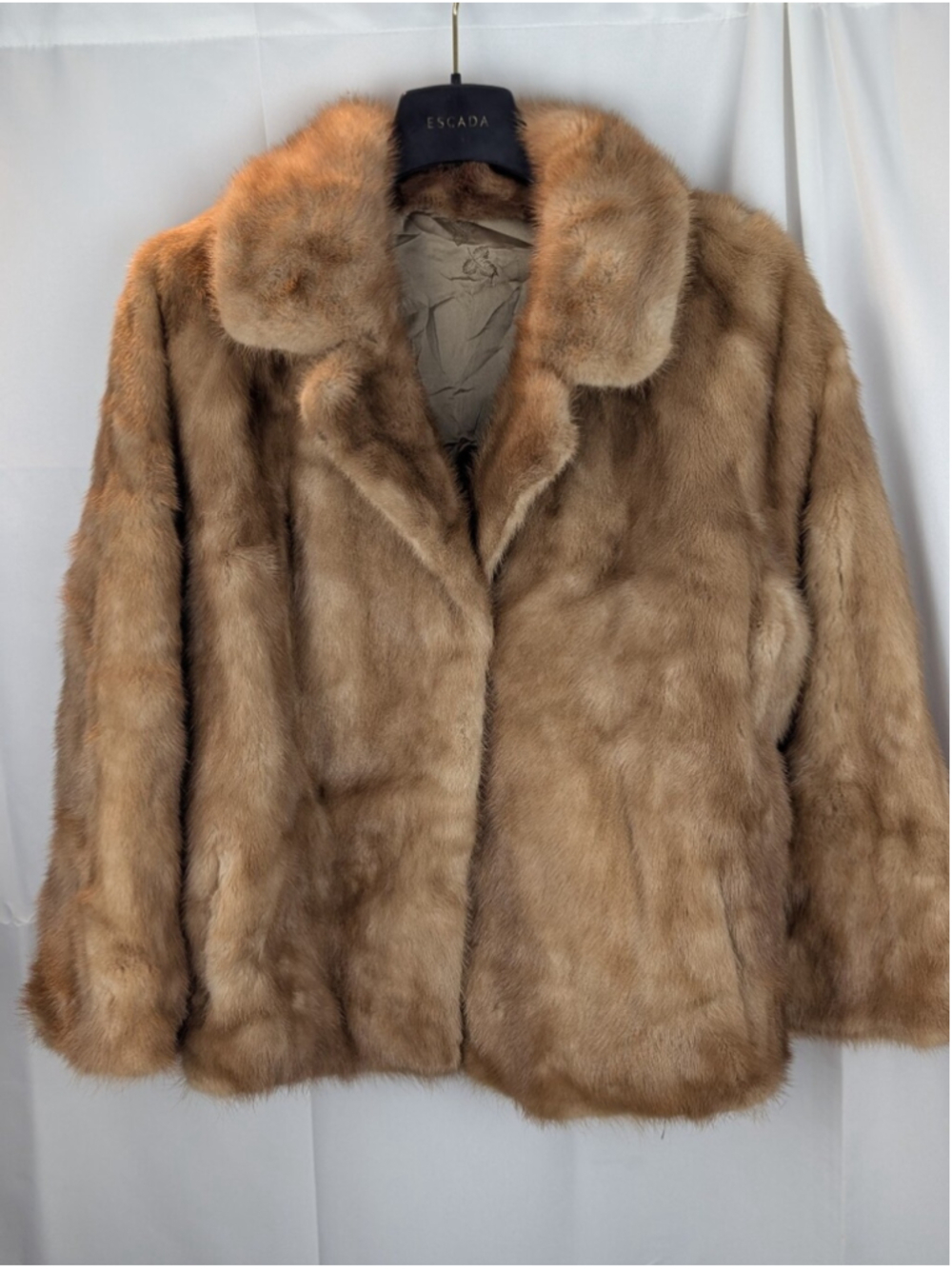 Vintage Real Mink Fur Jacket Custom Made Honey Blonde Pastel Light Brown Size M